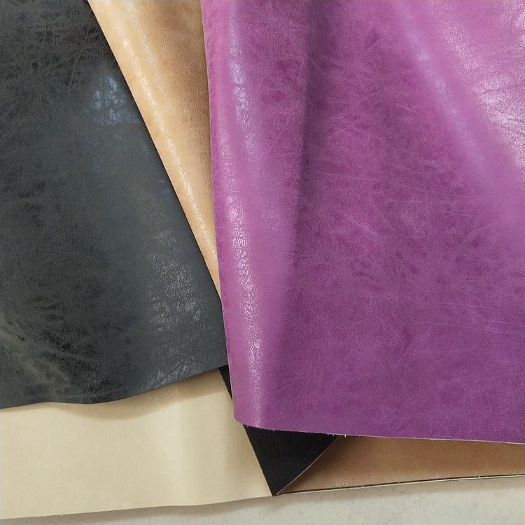 磨砂平纹印刷羊巴皮革箱包鞋材皮革制品A076绒感PVC羊吧革面料