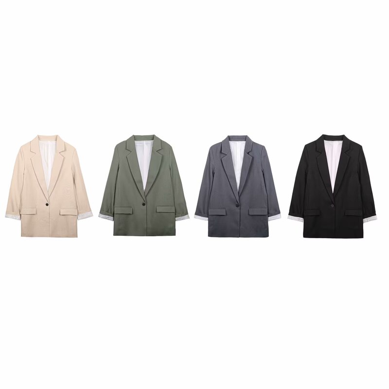 Pb&Za Women's 2025 Summer New Linen Blended Casual Suit Jacket 2753630 2686709