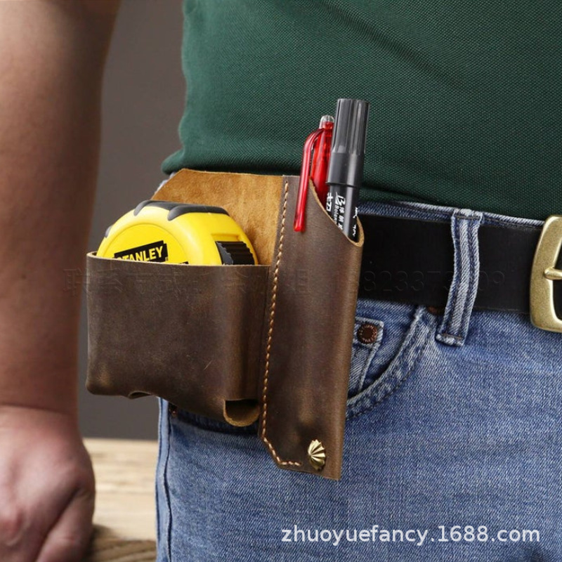 创意皮革工具收纳包 维修工人穿戴腰包 便携式卷尺皮套