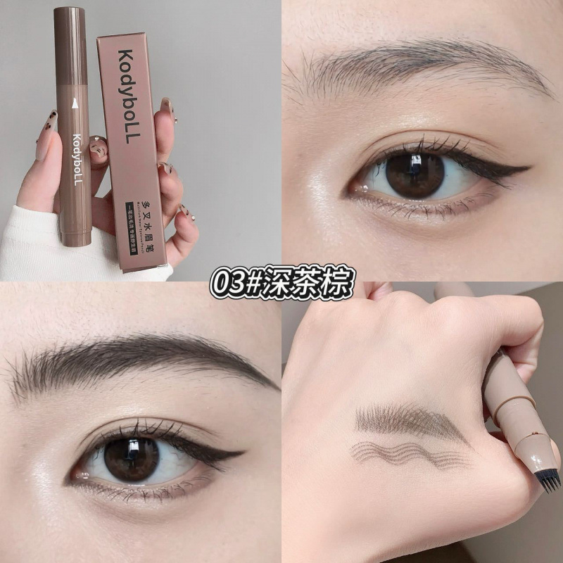 KodyboLL cejas de agua multipunto, cejas salvajes impermeables a prueba de sudor, raíces claras y raíces no mareadas, maquillaje de cejas al por mayor
