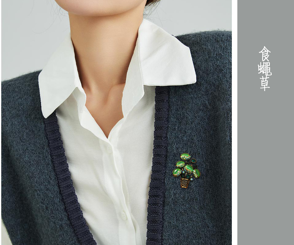 Party, Street Occasion Retro Pin Flower Alloy Inlay Cat's Eye Stone Unisex Brooches