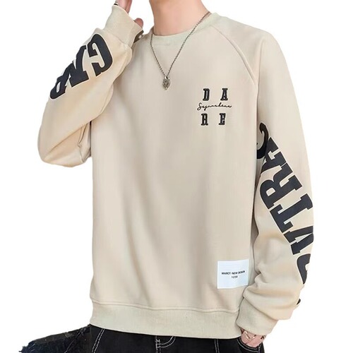 Autumn/Winter Men's Hooded Crew Neck Long Sleeve T-Shirt Streetwear Trendy Simple Sweatshirt Casual Men's Clothing