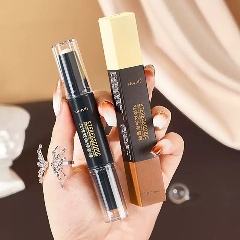 Skyvii Contouring Stick Double-Ended Dual-Purpose Highlighter Stick to Brighten Nose Shadow Factory Direct Sales Douyin Kuaishou Live Broadcast Delivery