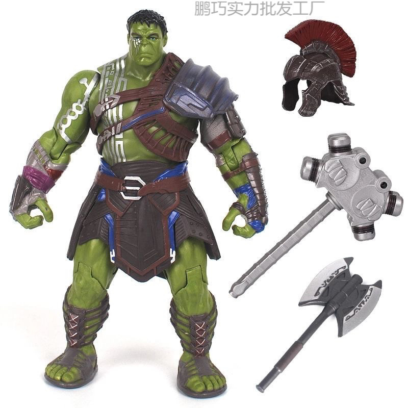復聯の緑の巨人の模型のおもちゃの公仔の手はアベンジャーズの連盟を作って剣闘士の人形を並べて潮が満ちて遊んでいます。|undefined