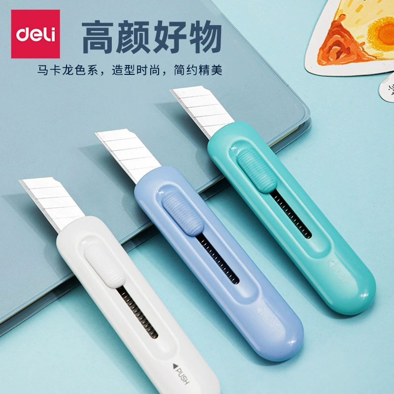 Effective utility knife small household paper cutter box knife student handmade knife macaron color