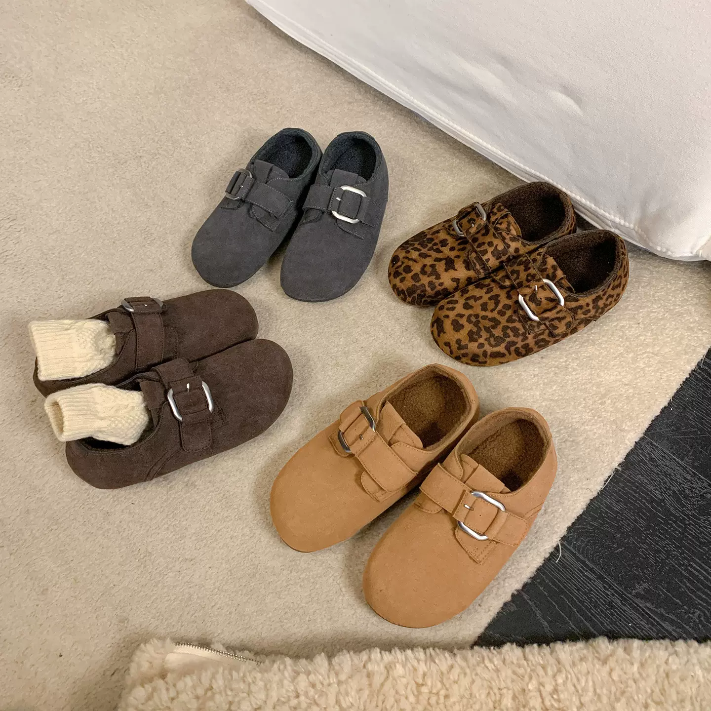 厚底勃肯鞋女2025秋冬新款时尚外穿全包加绒保暖博肯一脚蹬棉鞋子