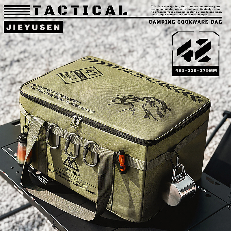 Outdoor Camping Storage Bag, Foldable Storage Box, Equipment Storage Box, Large Capacity Kitchen Utensils and Tableware, Outdoor Tactical Bag
