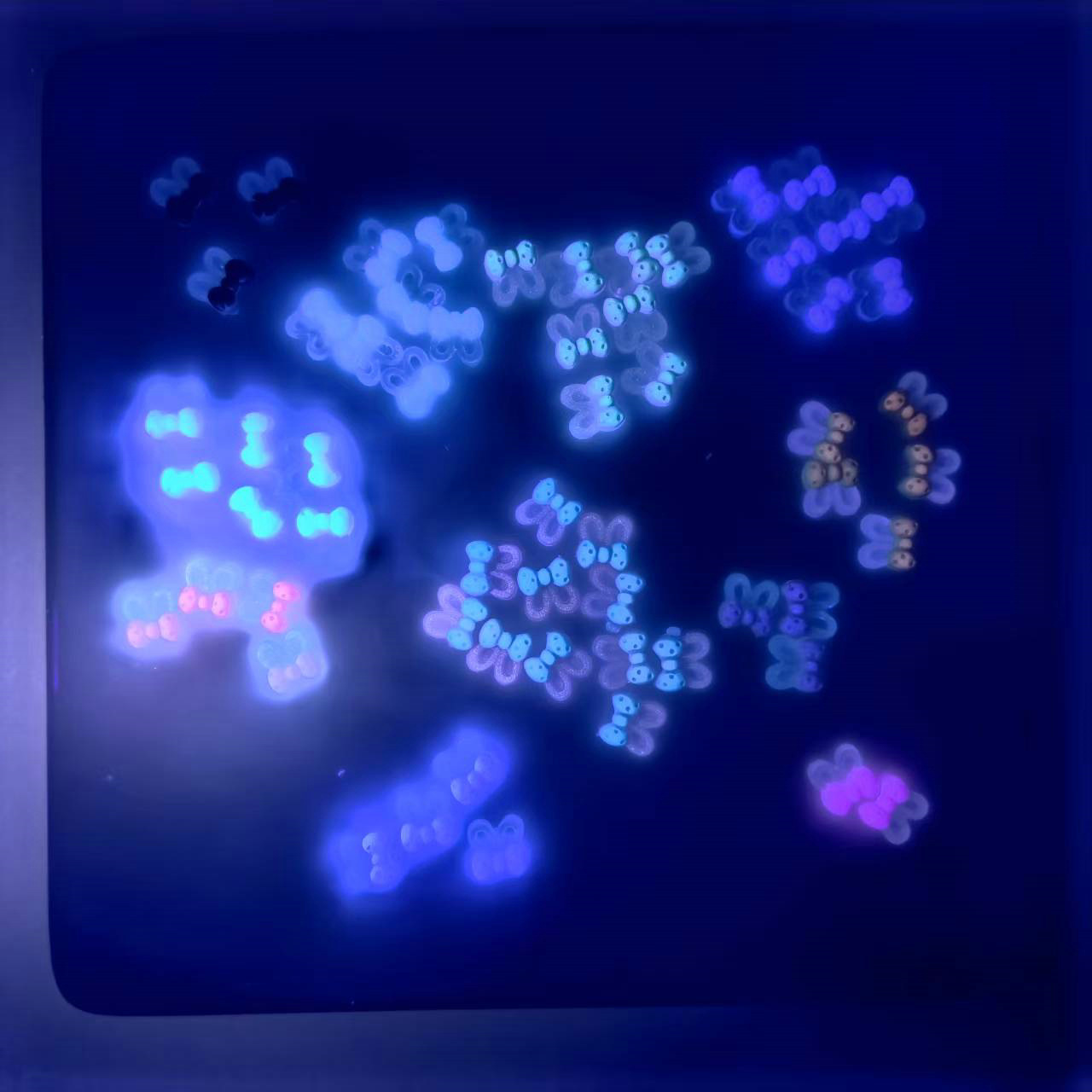 透明夜光光变蝴蝶结兔耳朵美甲饰品批发发夹配饰材料贴片0028