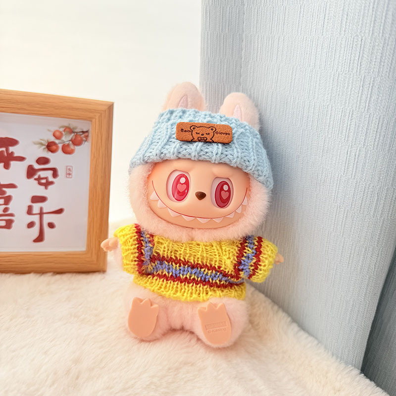 Solo ropa] Llavero de primera y segunda generación Labubu colgante de ropa Rabubu ropa de bebé suéter de punto traje de sombrero