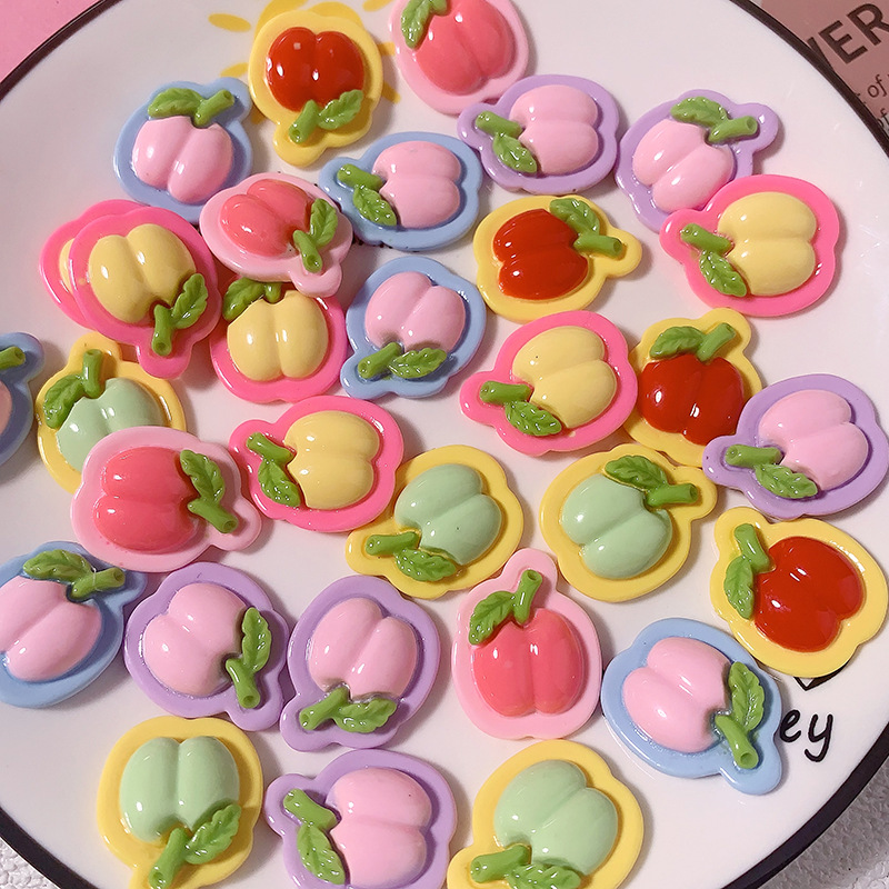 Nuevo sistema de color macarón manzana diy accesorios de resina pinzas de cabello accesorios de cabello caja de teléfono móvil botones de zapatos material de parche hecho a mano