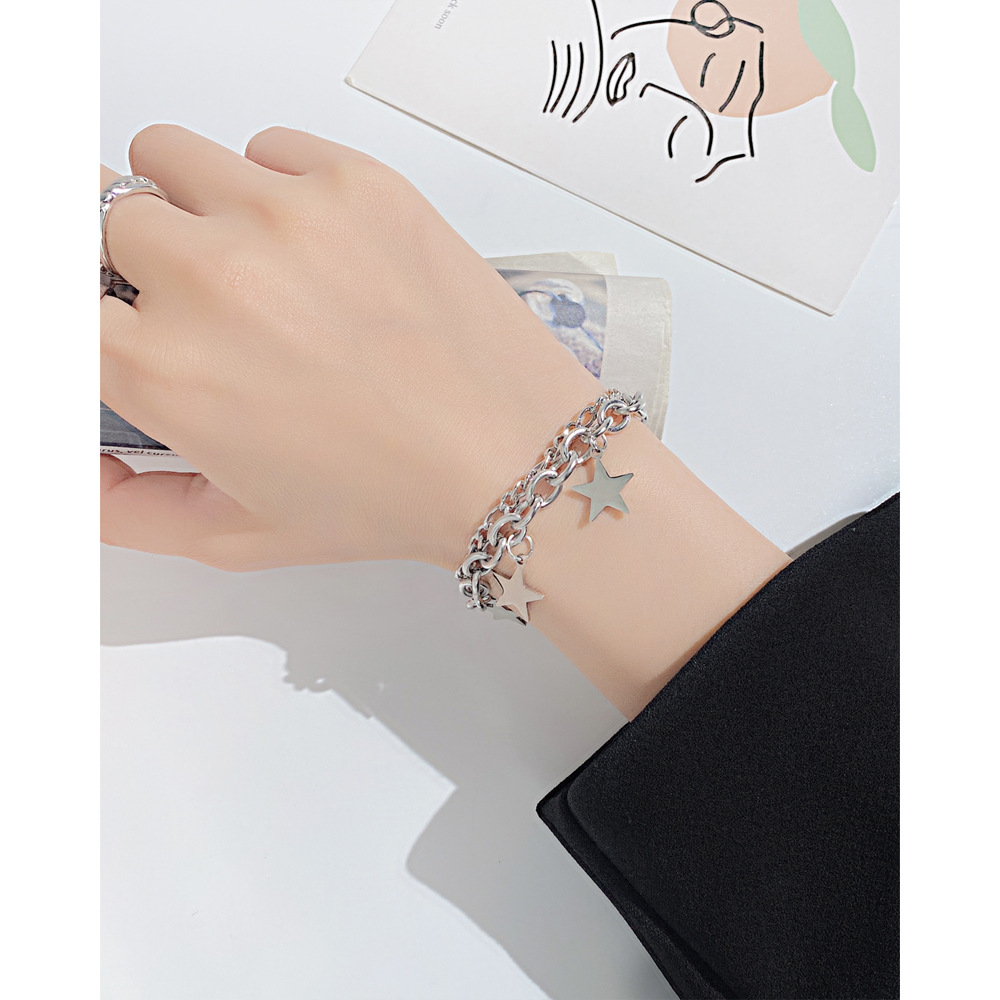 Fashion Star Stainless Steel Bracelets Layered Chain No Inlaid Stainless Steel Bracelets