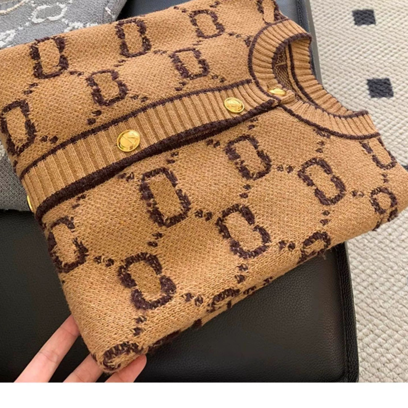 High-Quality Classic g Brand Jacquard Letter Cardigan, High-End Round Neck Cashmere Women's Jacket, Versatile and Elegant Nanyou Top