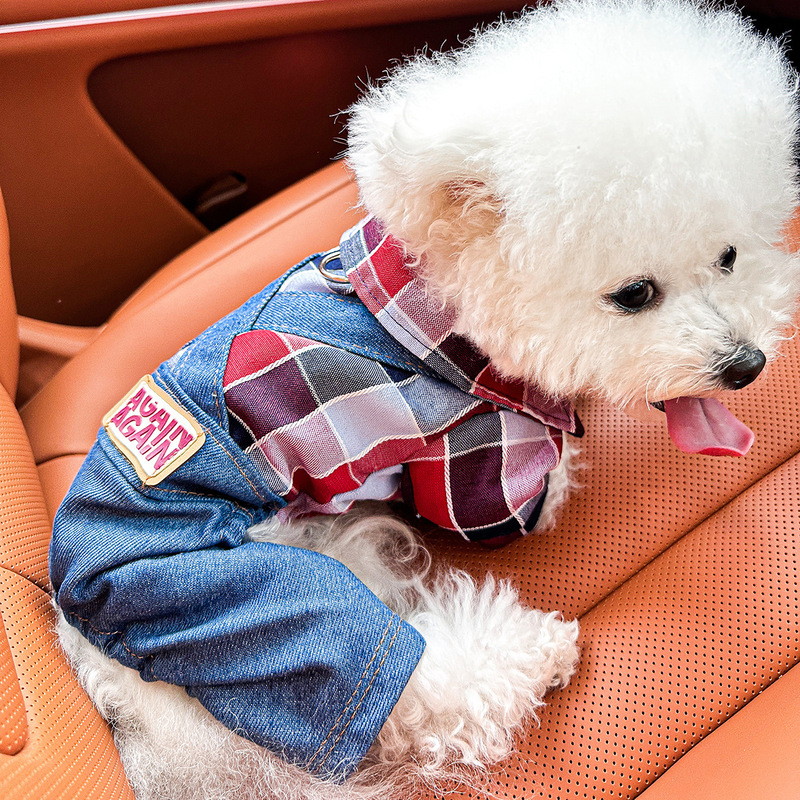人気のペット用子犬・猫服、春と秋のデニムオーバーオール、四足服の工場直販|undefined