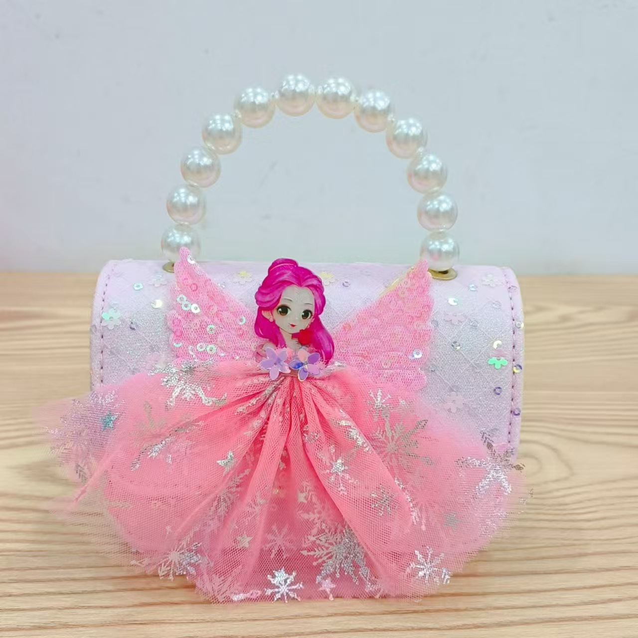 2024 nuevo estilo malla arco bolso para niños pequeño fragancia moda perla monedero princesa diagonal bolso