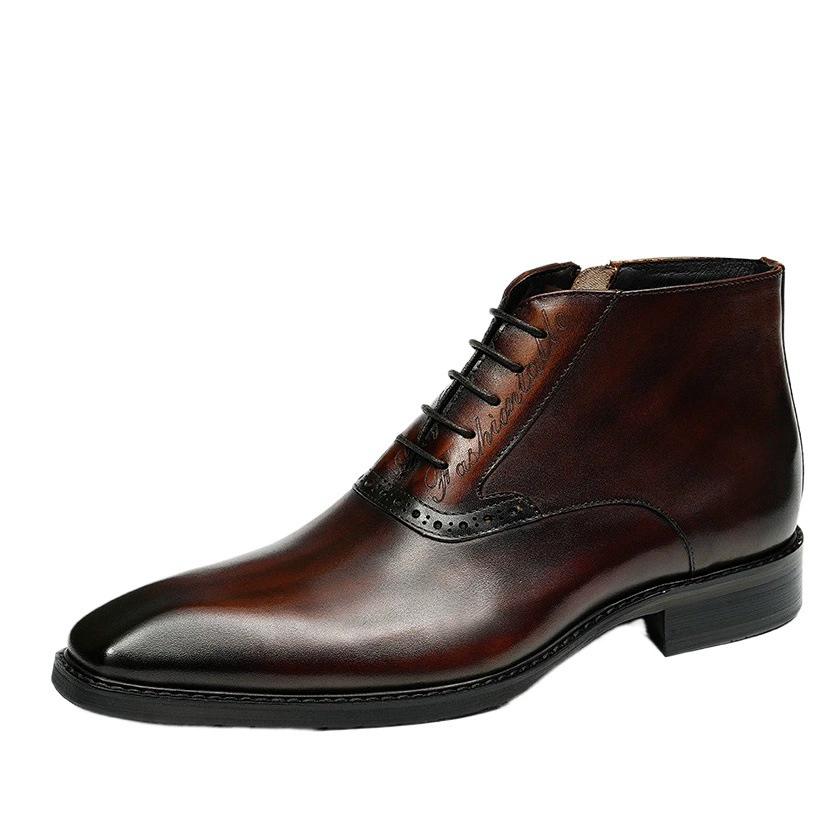 [Vip исключительно] Амазонка взрывные мужские сапоги Мартин сапоги кожаные британские резные молнии бизнес-ботинки