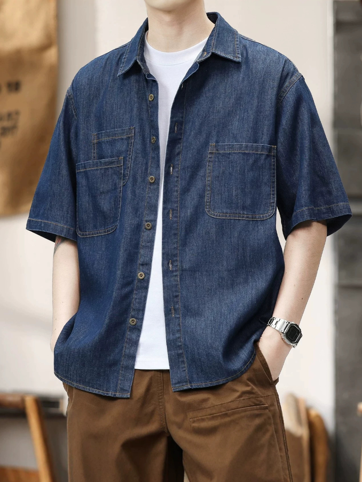 Summer retro fashionable universal denim skirt