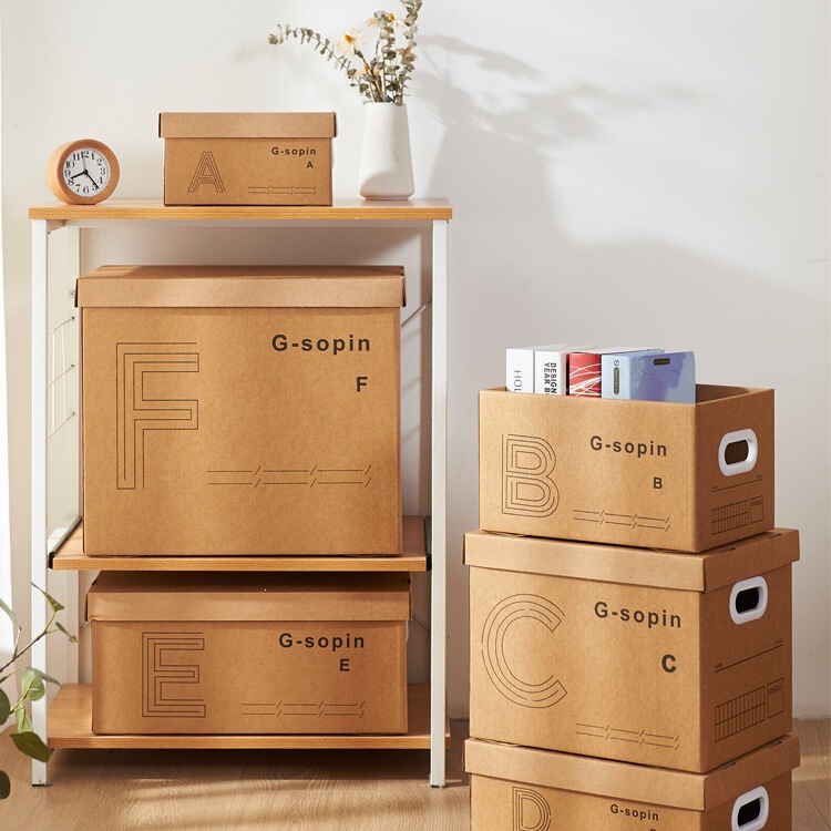 Kraft Paper Boxes for Documents, Books, Clothes, Moving, Storage, Organization, Archive, Storage Boxes with Lids, Storage Bins