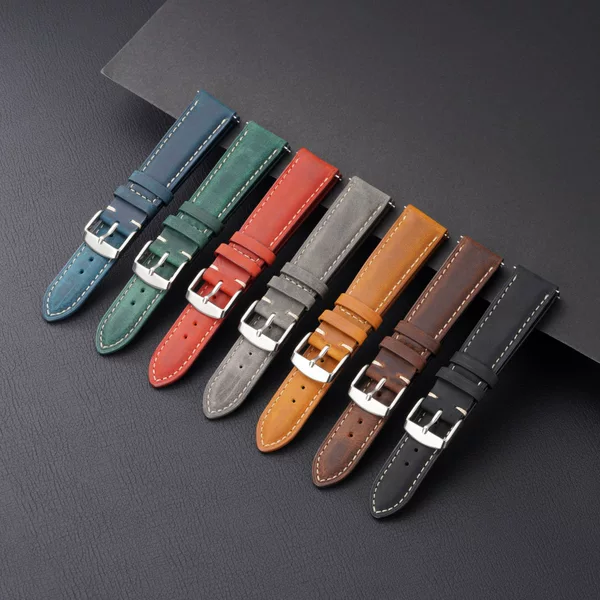 Factory wholesale retro mad horse leather strap unisex 14MM20 22 24MM leather watch band simple