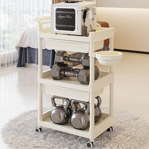Beauty salon instrument trolley, care tool special trolley, multi-functional mobile manicure and eyelashes storage rack