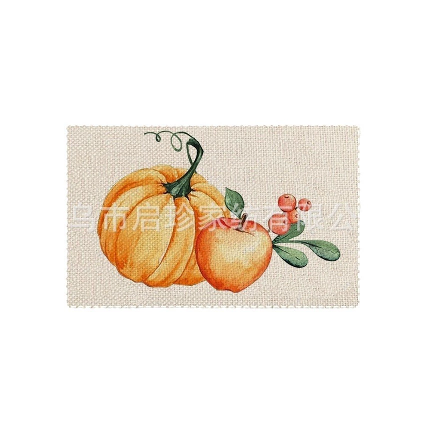 Amazon hot-selling cross-border Thanksgiving linen placemat autumn pumpkin placemat factory direct sales