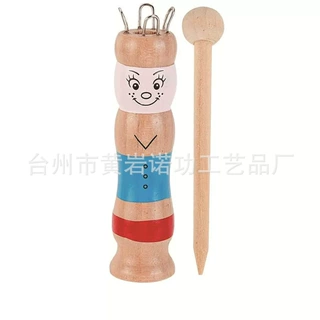 跨境木质DIY工艺品手工编织器毛衣木偶娃娃手工套装编织人偶原木