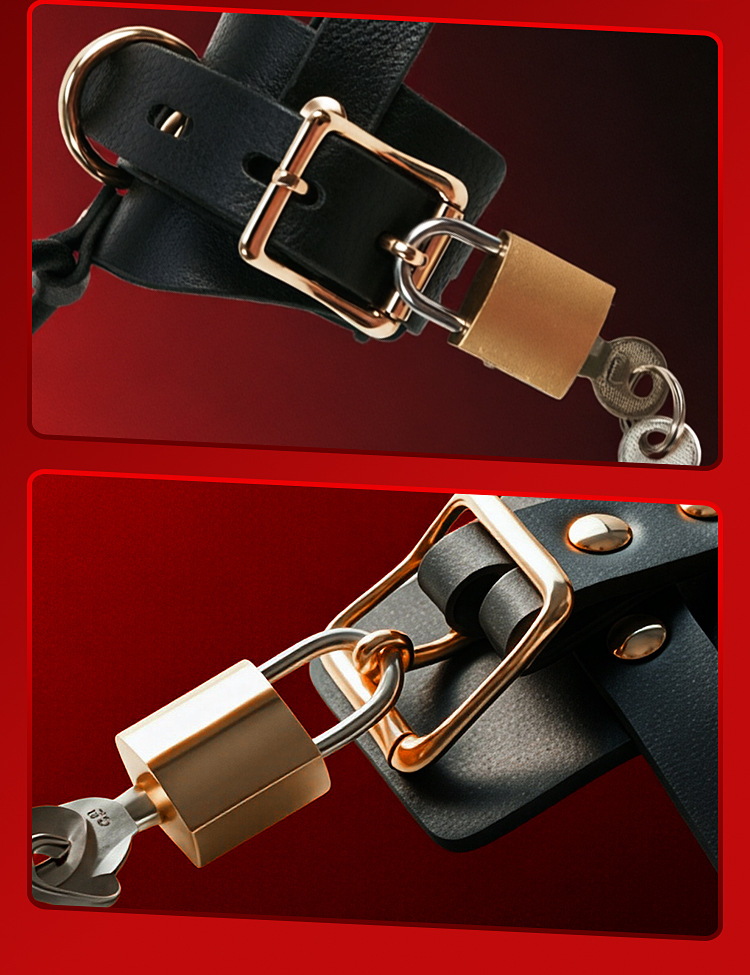 Jiuai Penis Traction Scrotum Restraint Belt, PU Black Wearable Lower Body Training Device for Adult Couples — detail image 13