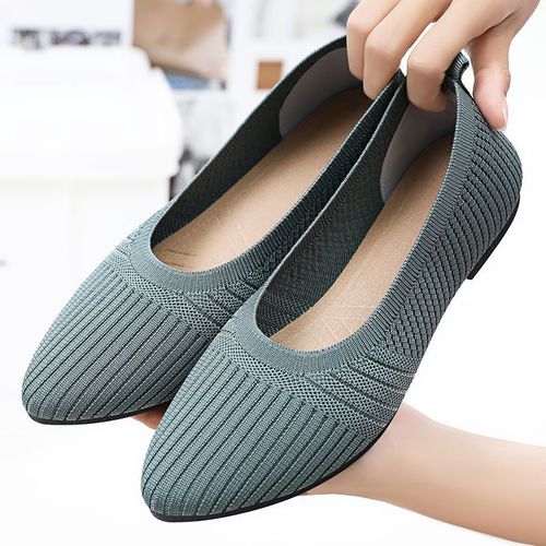 Women's Summer Slip-on Flat Casual Shoes, Solid Color, Versatile Women's Shoes, French Soft Sole, Non-tiring Single Shoes