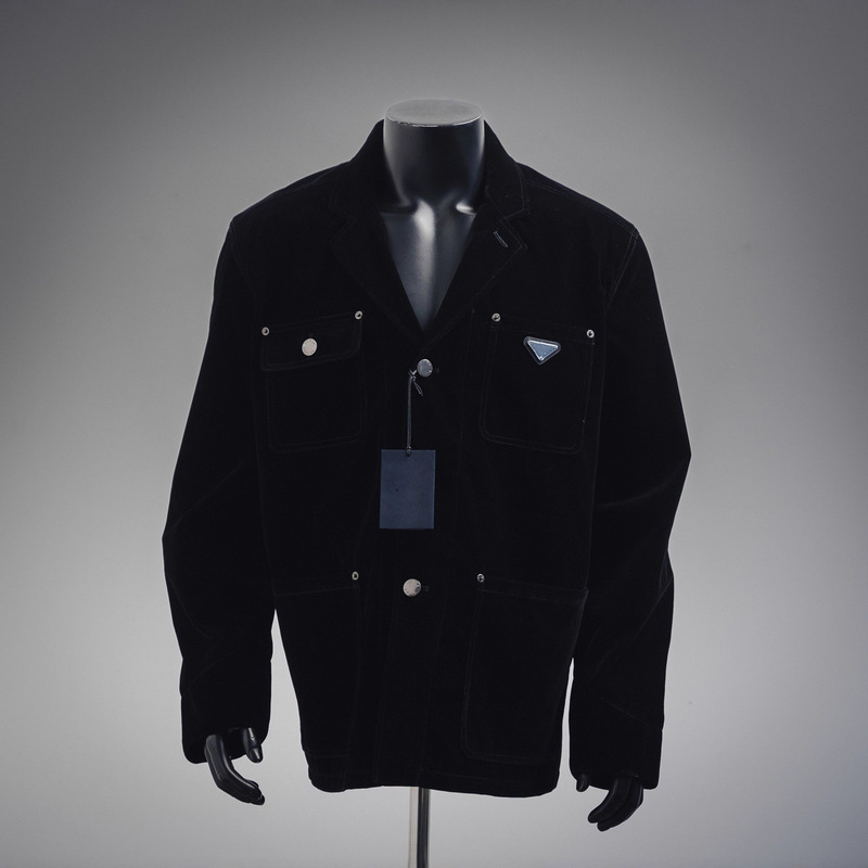 【Refined Delivery】P Home 25 Autumn/Winter Triangle Label Casual Four-Pocket Velvet Denim Jacket Coat