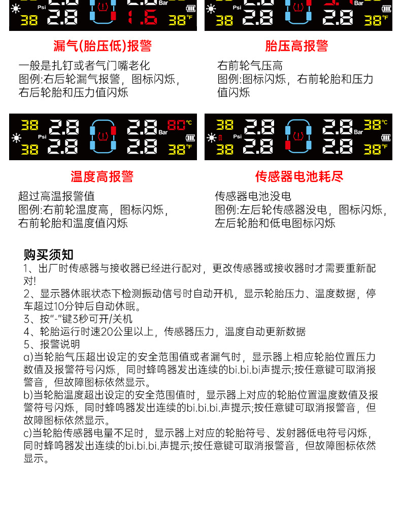 Ty06 Tire Pressure Monitoring System High-Precision Solar-Powered Tire Pressure Monitor Tpms Wireless Intelligent Tire Pressure Monitor