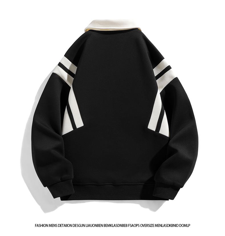 Sweat à capuche à revers ample et patchwork de couleurs pour hommes, nouvelle tendance de la marque tendance ins pour l'automne_voghion.com