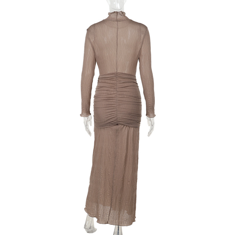 Autumn Commuting Elegant Slim Fit Micro Transparent Honeydew Pattern Knitted Dress 7 Autumn Commuting Elegant Slim Fit Micro Transparent Honeydew Pattern Knitted Dress
