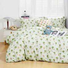 空气感全棉纯棉双层纱提花四件套加厚水洗棉绑带款床品套件特价