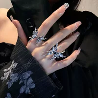 Серебряная жидкая бабочка с открытым кольцом женское нишу дизайн высокого уровня пара указательный палец хвост мода кольцо личности