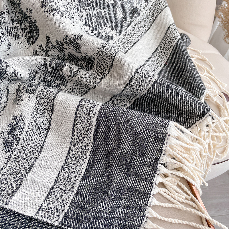 2023 Autunno e Inverno Nuova Imitazione Sciarpa di Cashmere Moda Donna Versatile Scialle Caldo a doppia faccia Mille Uccelli_voghion.com