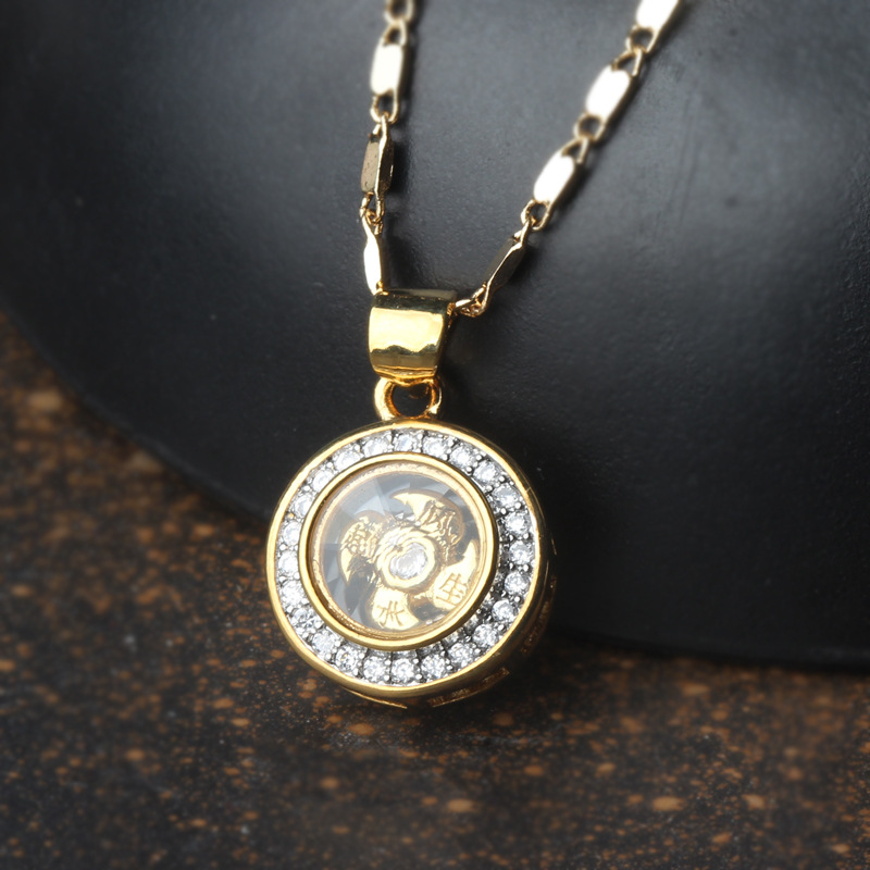 Thailand hot selling small circle sometimes running pendant classic full diamond small size elegant gold-plated necklace