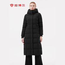 坦博尔鹅绒服女长款连帽收腰显瘦加厚保暖女士羽绒服TBF520898D