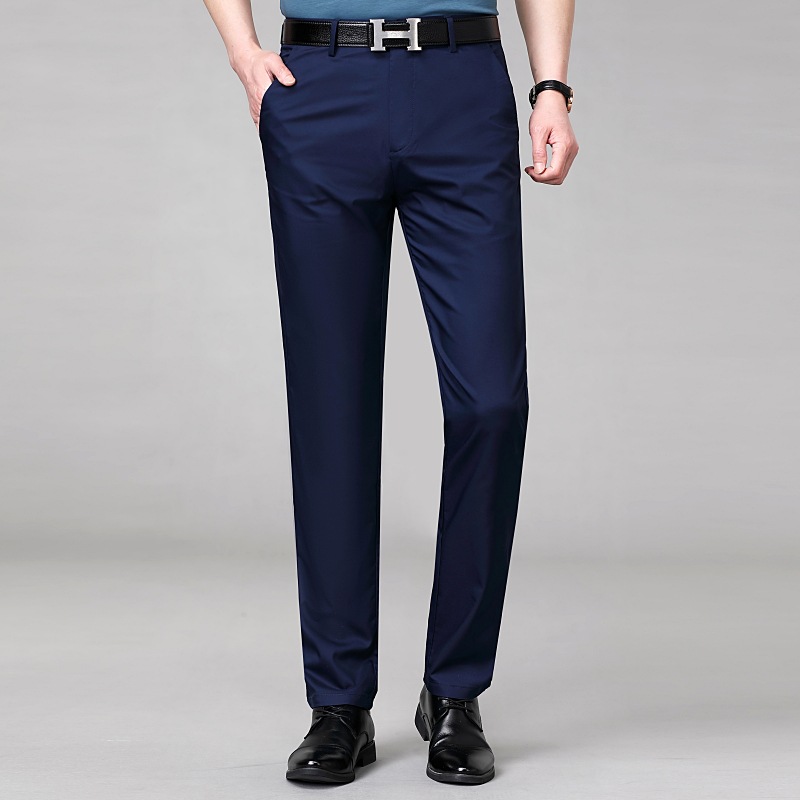 2023春夏季薄款休闲裤弹力商务易打理中年免烫男裤爸爸直筒西裤子