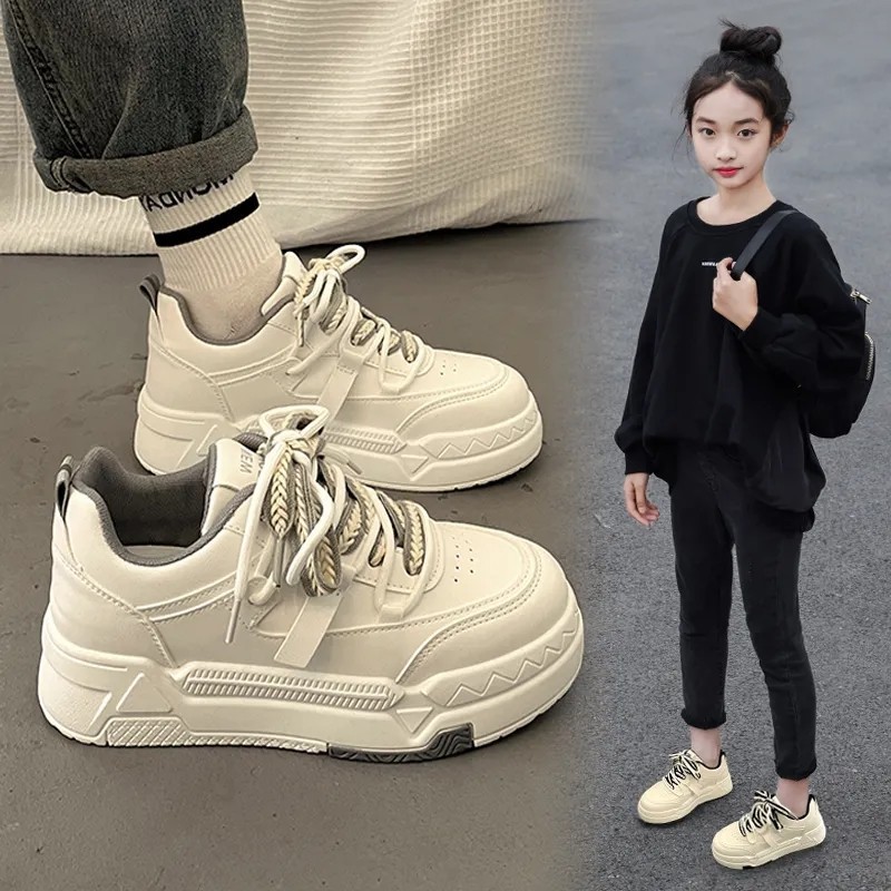 Buty deskorolkowe dziewczęce sneakersy dziecięce białe casual_voghion.com