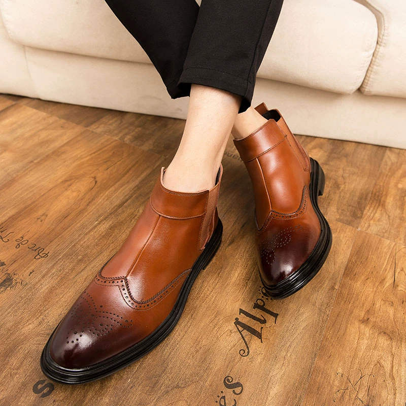 Ботинки Martin, мужские Модные мужские ботинки с высоким берцем в Корейском стиле, повседневные ботинки из воловьей кожи, мужские ботинки челси со средним вырезом на рукавах, британские Ботинки Челси, мужские