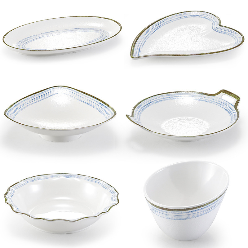 10-Piece Melamine Tableware Set, Creative Soup Plate, Tall Snack Plate, Snack Plate, Commercial Hot Pot Dish Plate, Oval Plate 10-Piece Melamine Tableware Set, Creative Soup Plate, Tall Snack Plate, Snack Plate, Commercial Hot Pot Dish Plate, Oval Plate