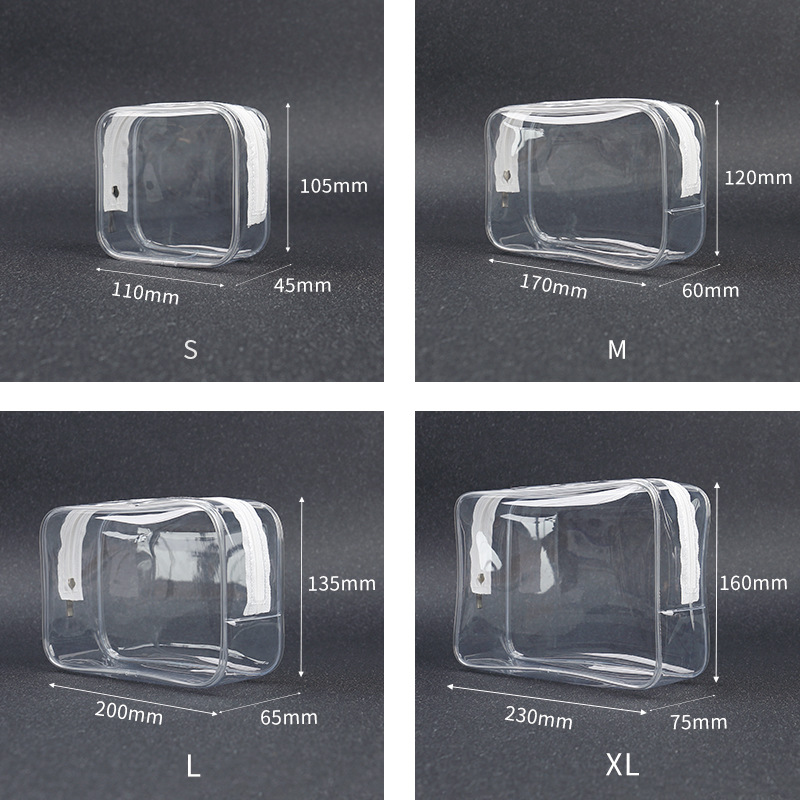 Bolsa de cosméticos portátil de gran capacidad para acampar al aire libre húmedo y seco bolsa de almacenamiento de separación transparente bolsa de lavado de PVC impermeable