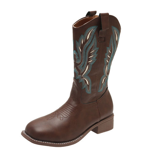 Western Cowboy Boots for Women  Spring/Summer New Arrival Embroidered Knight Boots Instagram Trendy Martin Boots Chelsea Boots Long-Boot Style