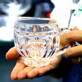 PP8A批发水晶茶杯小杯玉晶玻璃杯带把水晶杯咖啡杯玻璃水杯家用杯