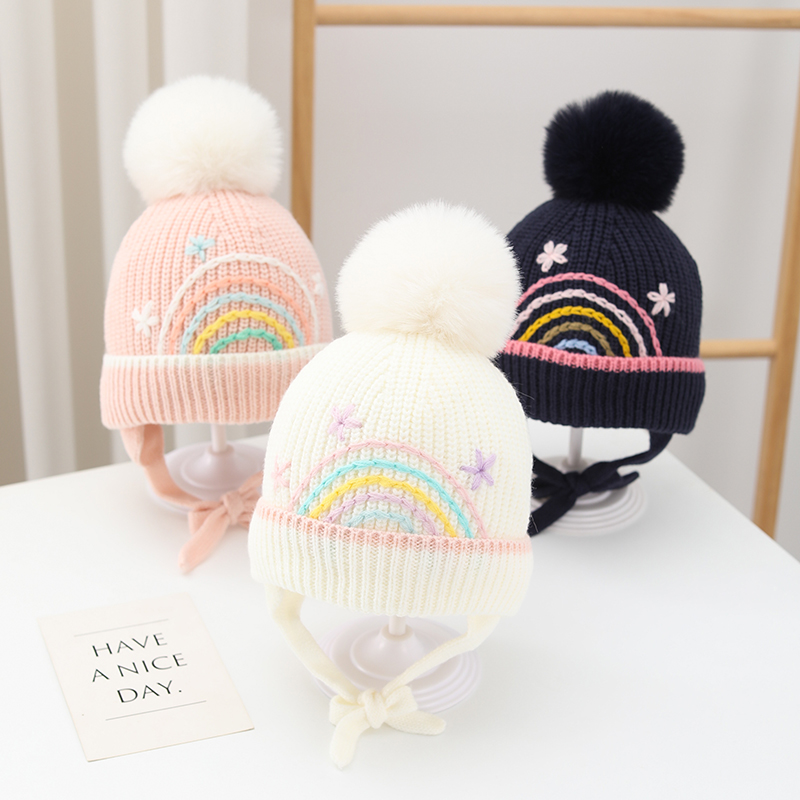 Children Unisex Cartoon Style Cute Simple Style Rainbow Wool Cap display picture 1