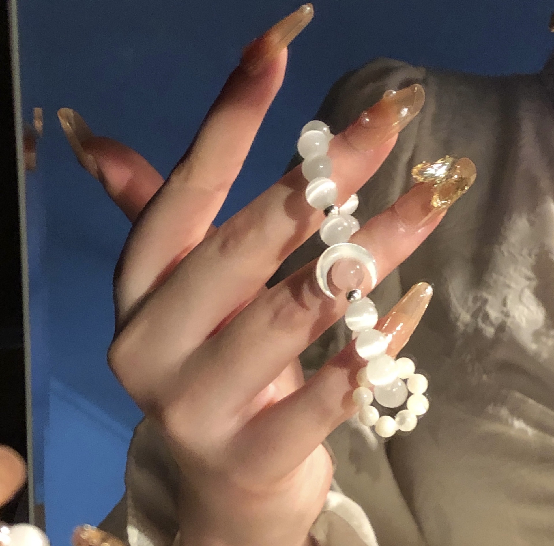 月亮貓眼石手鍊女ins小眾設計新款學生貓眼石手串送閨蜜生日禮物