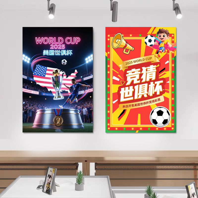 2025杯装饰体彩店布置宣传彩票店大号赛程表海报福彩物料