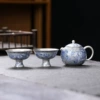 SKU-01-A pot of blue and white silver plating and two cups_Gao Football Cup