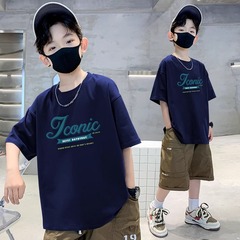 ボーイズ Tシャツ半袖 2025 夏の新しい通気性と多用途の純綿半袖子供用プリントトップス中大子供向けトレンディ