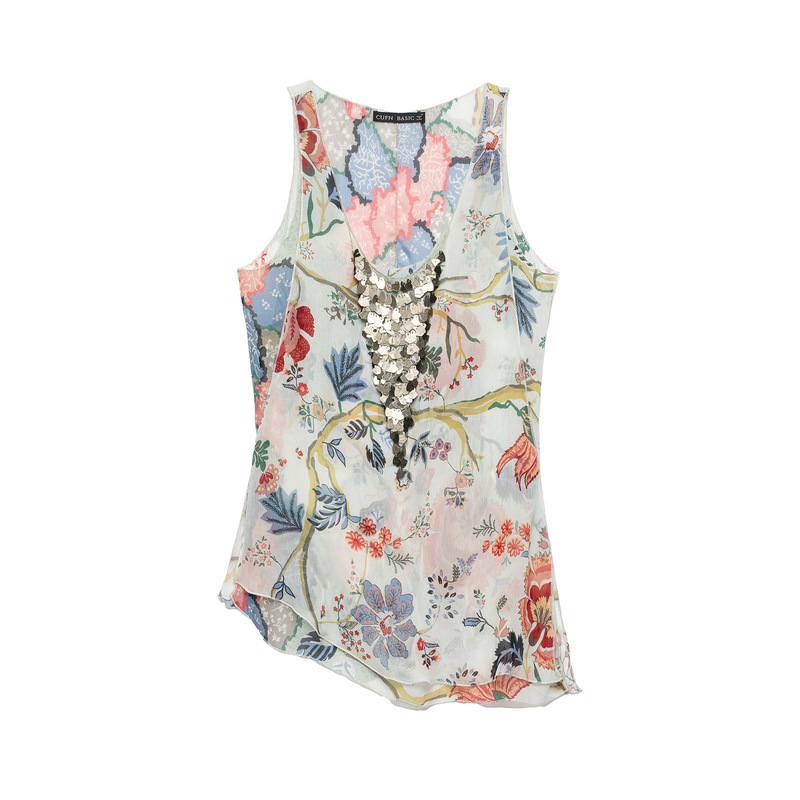 Cross-Border Summer New Women's Fashion Versatile Sleeveless Round Neck Beaded Printed Vest Top