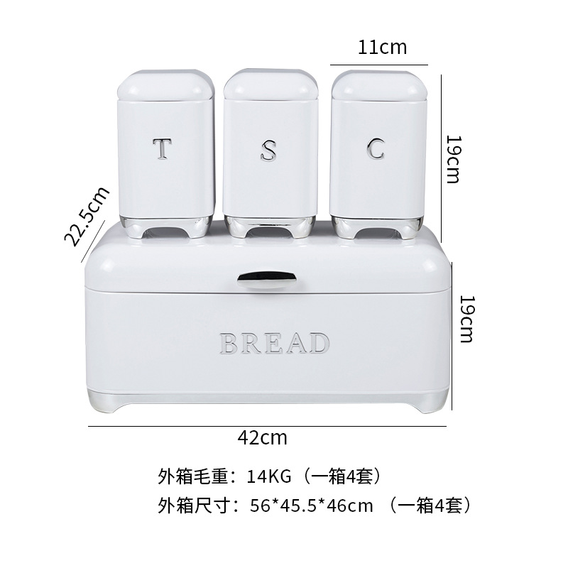 Caja de pan europea y americana transfronteriza Caja de pan retro para el hogar con caja de almacenamiento cuadrada plegable Caja de hierro Tanque de almacenamiento de cocina